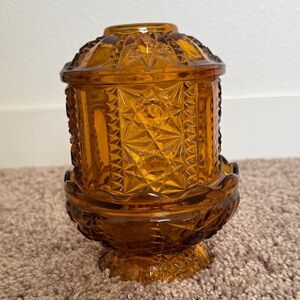 Amber Glass Stars and Bars Fairy Lamp